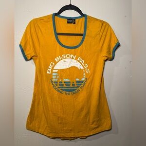 Cruel Denim Women's Big Bison Pass Yellow Graphic Tee